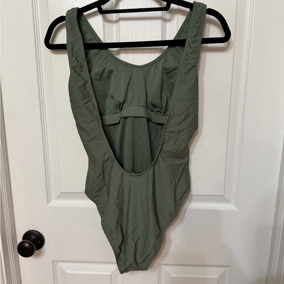BEBE Olive green one piece swimsuit gold embellished detail size medium - Picture 6 of 6
